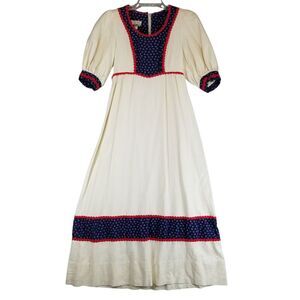 Vtg 70s Sassy Lassy California Size 7 Small Womens Maxi Dress Peasant Feminine‎